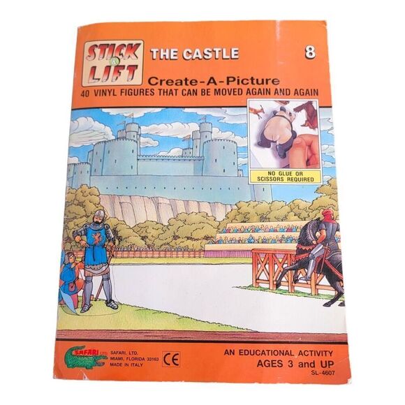 Vintage Stick Lift Create Picture Castle Safari Vinyl Figure Educational Book - Picture 1 of 6